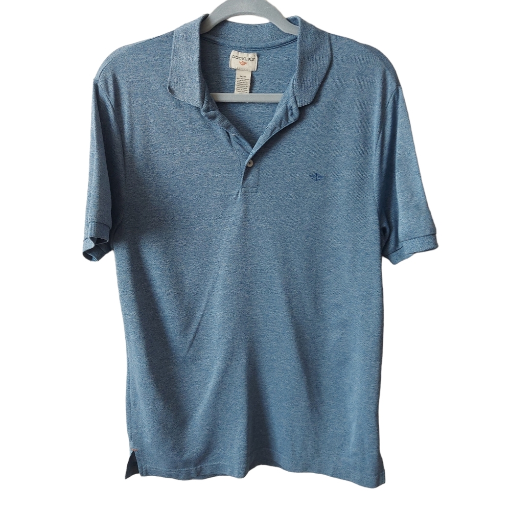 *Dockers Light Blue Heathered Classic Polo Shirt Size Medium